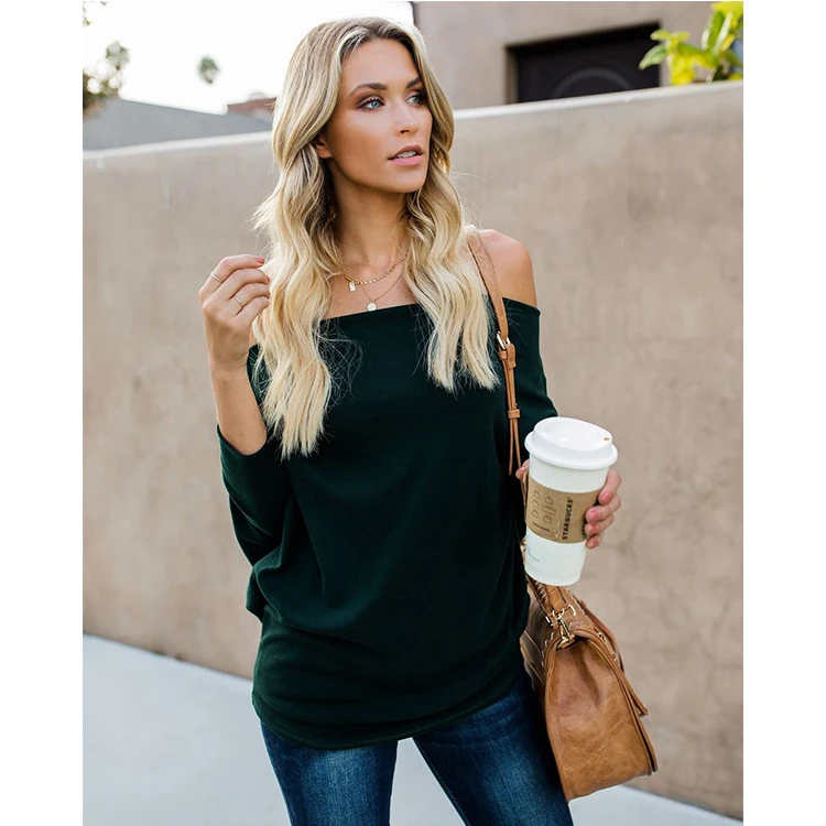 
Trade Assurance Sexy Top Fashion Girl T Shirt Women Off Shoulder Solid Plain Casual Blank T Shirt 