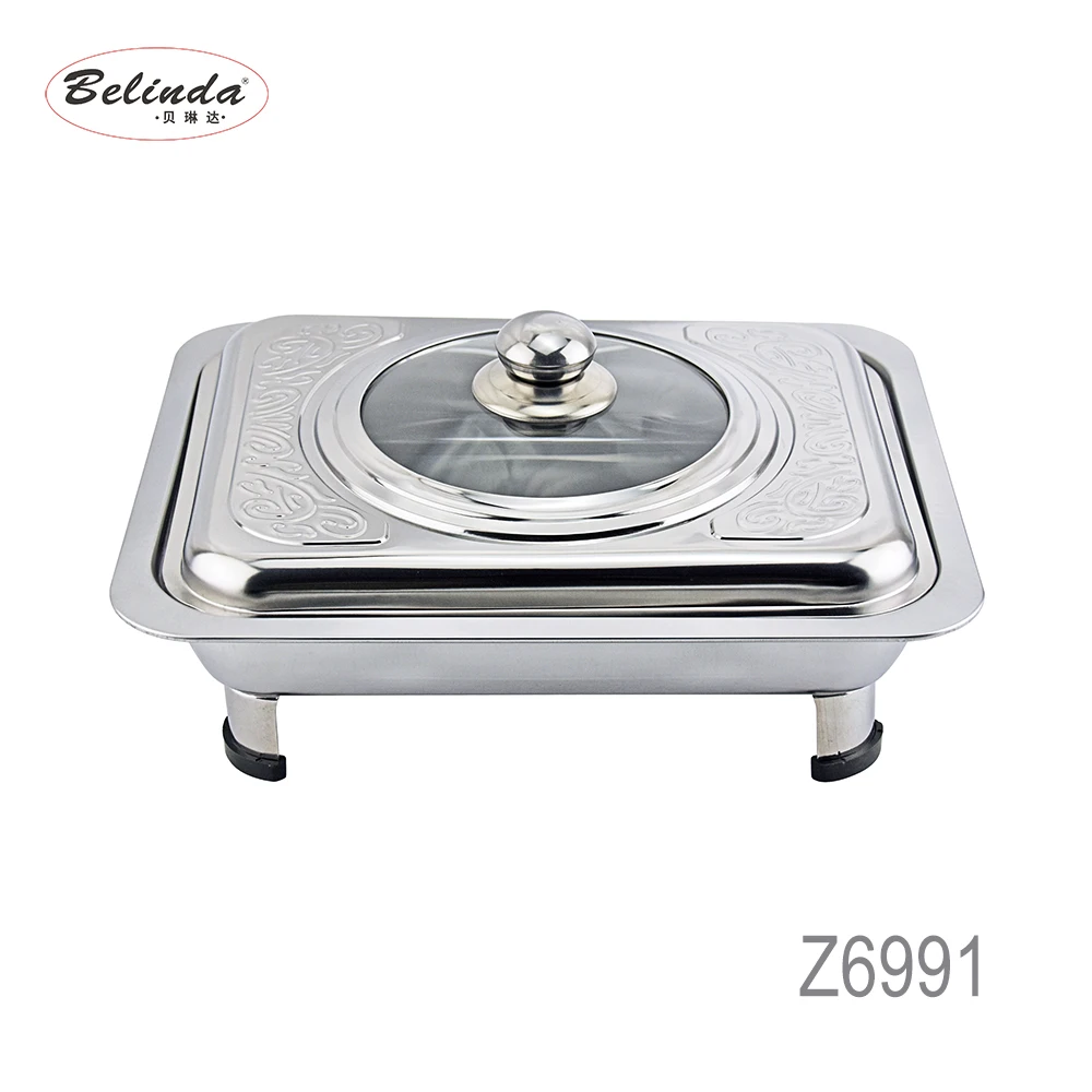 Cheap Price Restaurant Food Container Steel Rectangle Buffet Serving
