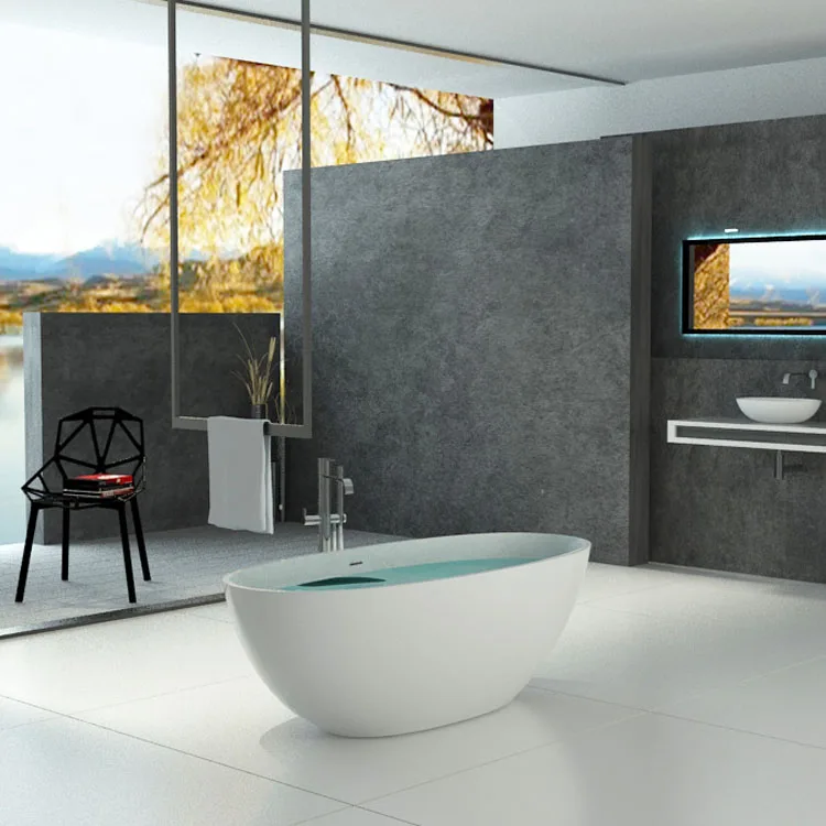 Sm8628 Household Hotel Freestanding Bath 1800mm Composite Stone Solid