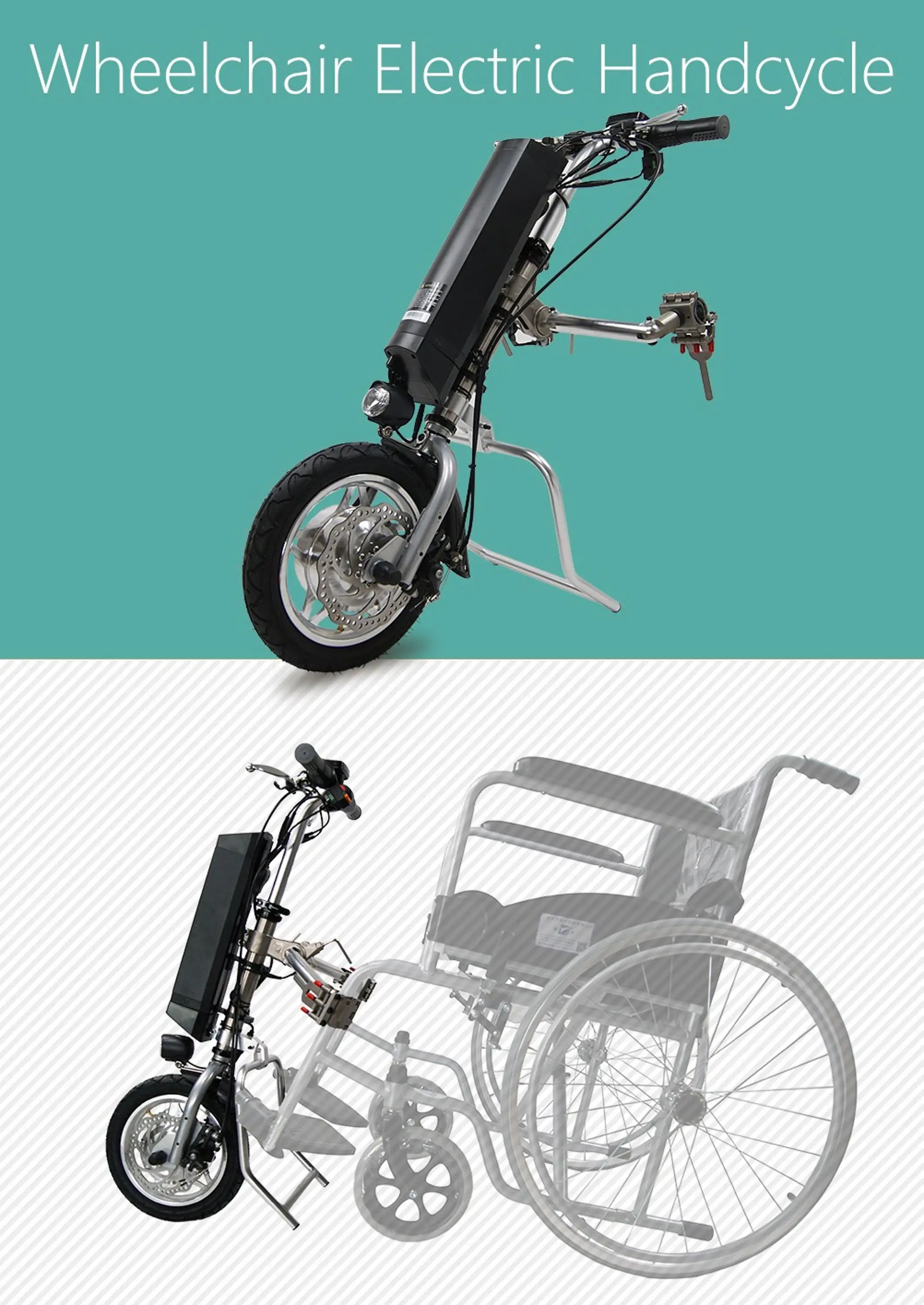 36v 350w Wheelchair Hand Cycle With 36v Liion Battery For Disabled