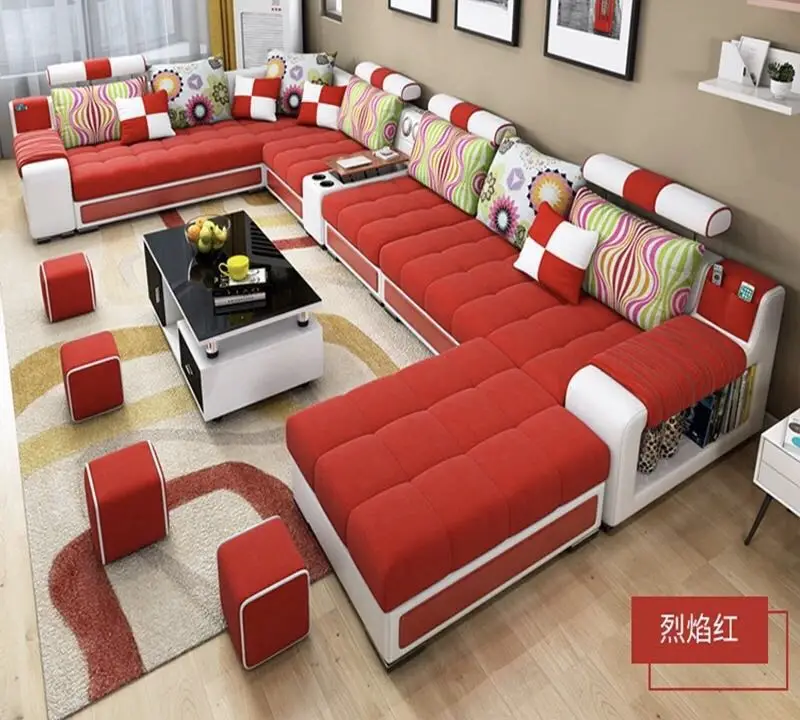Bellagio U Shape Large Fabric Couch Modern Corner Sofa Living Room