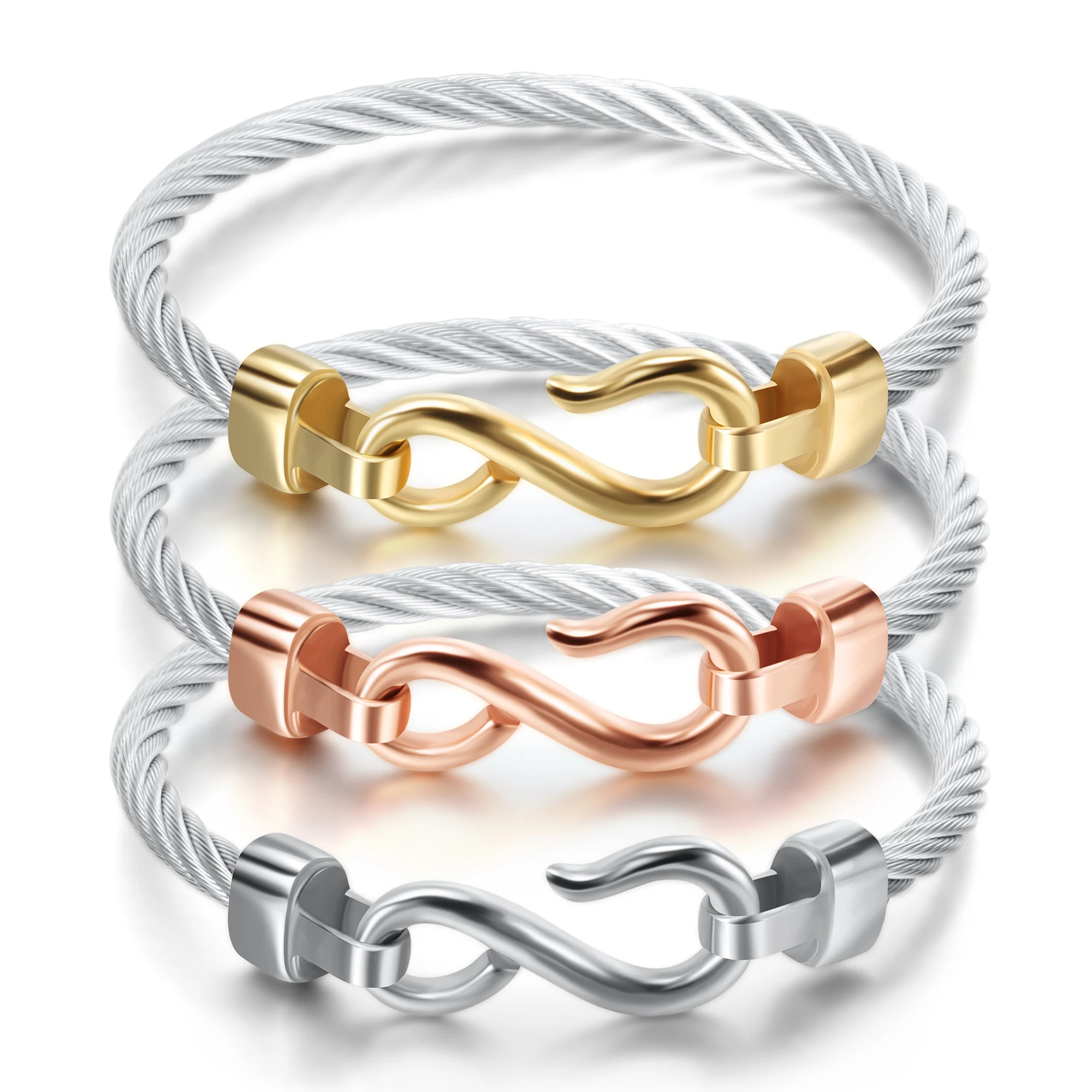 

Titanium Steel Bracelet Hooks Fashion Jewelry Infinity Love Charm Bracelets Bangles For Women