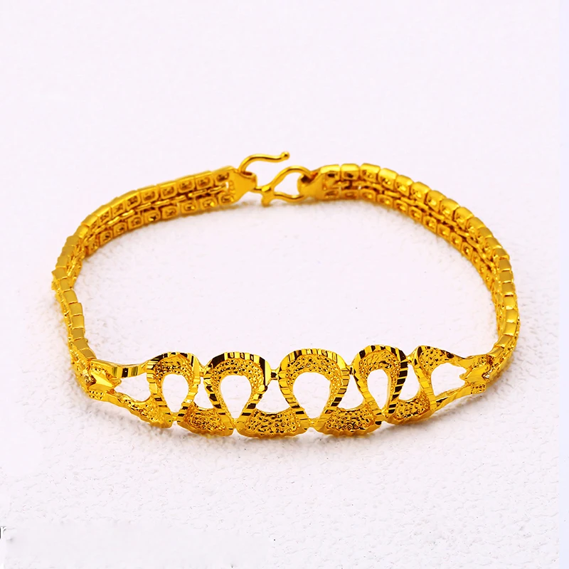 

xuping costume jewels fashion design lotus shape gold bracelet for women