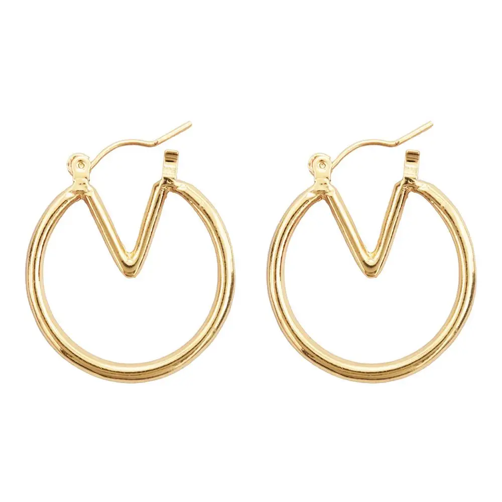 

2 Colors Simple Design Trendy Round Pretty Stud Earring For Women Jewelry Design, Gold;silver