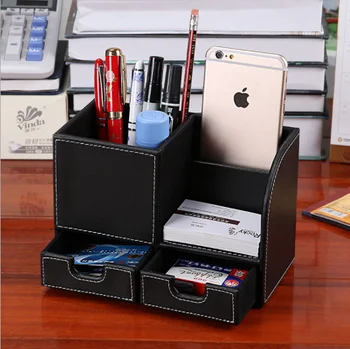 Luxury Pu Leather Office Desk Organizer Desktop Organizer - Buy Desk ...