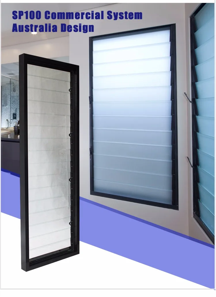 Aluminum frame impact resistant aluminum jalousie window with adjustable glass blades louver window