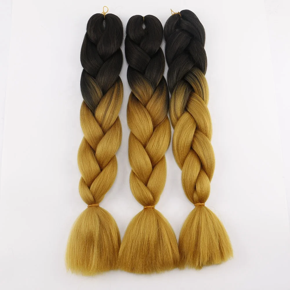 
High Temperature Fiber Synthetic Pre Stretched Extension Wholesale 24inch 100g Jumbo Braiding Hair Bulk 