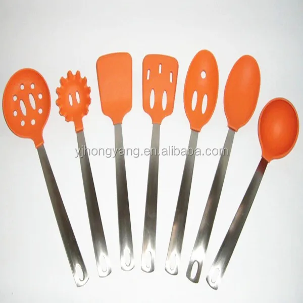 Stainless Steel Stand Kitchen Utensil Set with nylon head