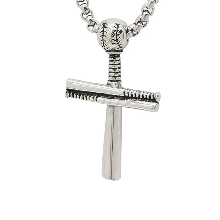 

New America punk stainless steel baseball cross pendant necklace