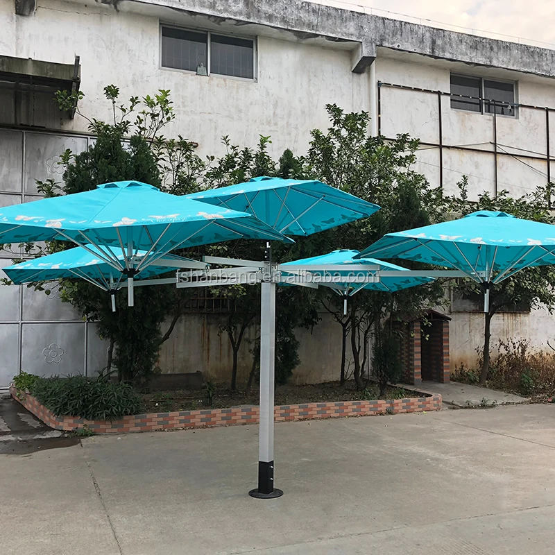 Customized Stylish Cafe Parasol Unique 5 Head Patio Umbrella For Customized Stylish Cafe Parasol Unique