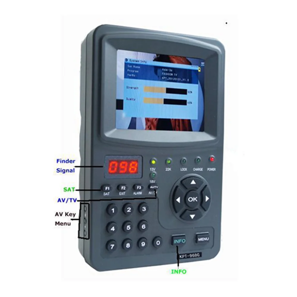 

Satellite Signal Strength Meter TV Tuner lnb HD Satellite Dish Finder KPT968G