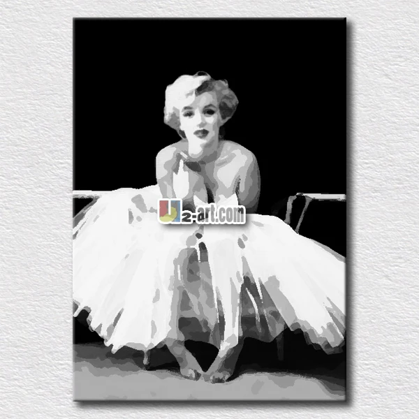 White dressed Marilyn Monroe canvas art for kids bedroom decoration