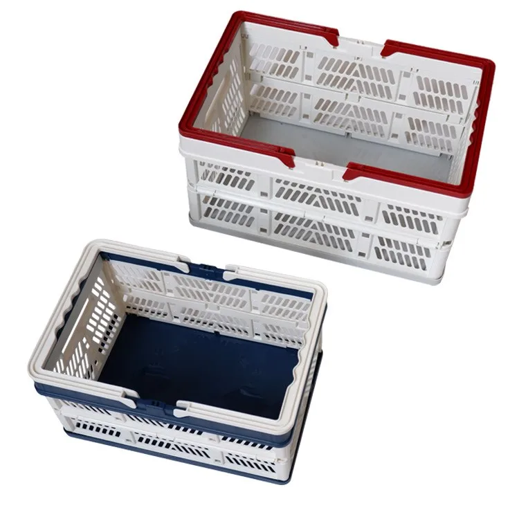 Cheap Plastic Folding Basket With Handles For Supermarket Shopping Fruit Vegetable Storage Buy