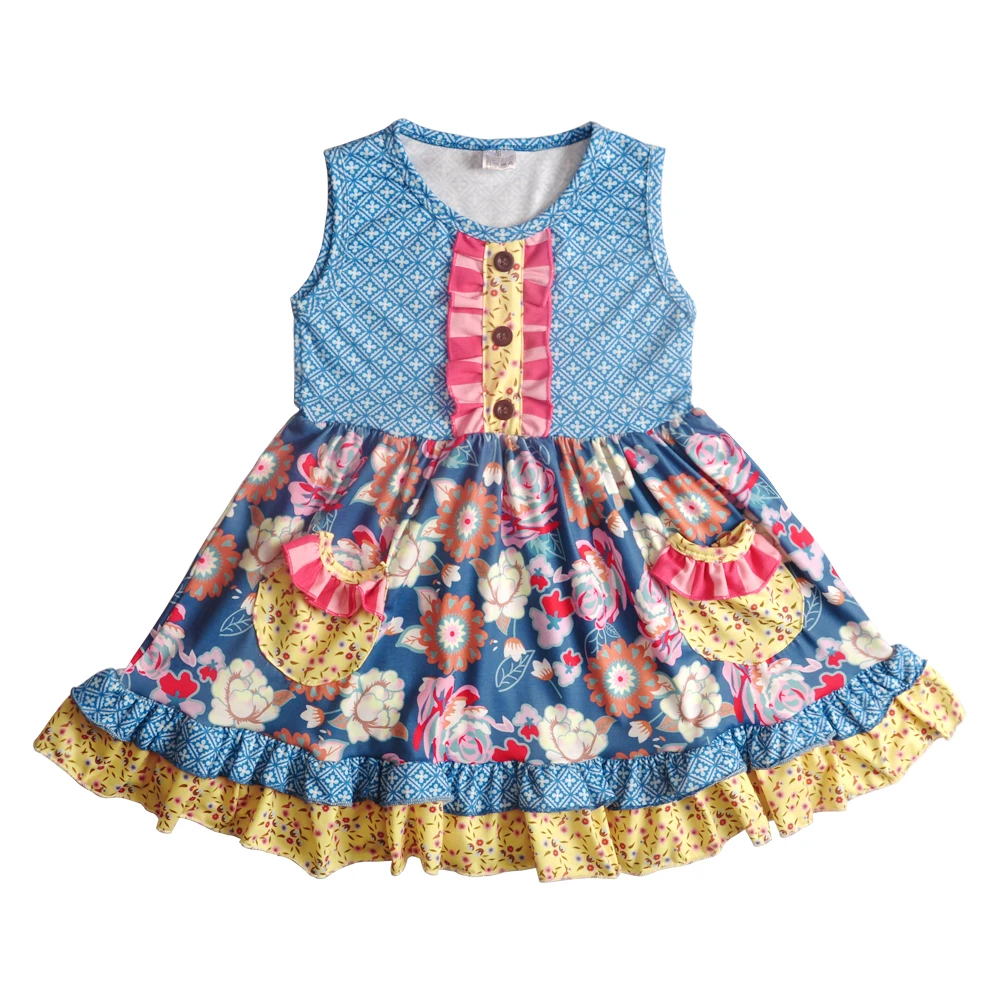 

best sale kids clothes girl summer floral girl's dress cotton muster pie baby girls dress designs