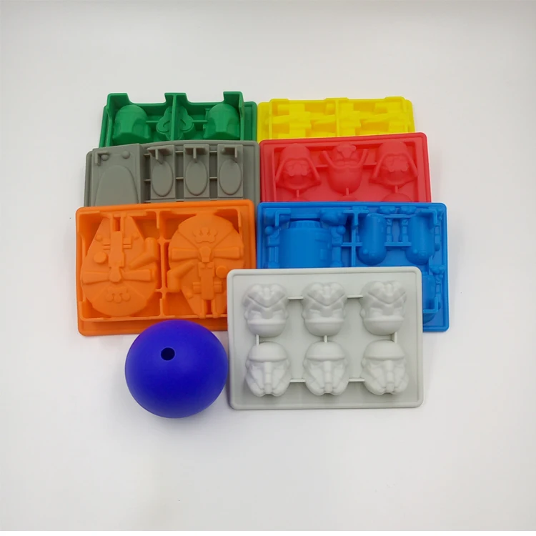 

Wholesale Factory Odorless Star Ball War 8 Pieces silicone ice Mold Tray, 8 color