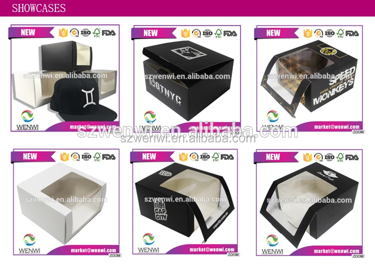 Low MOQ Square Foldable Paper Baseball Cap Packaging Box