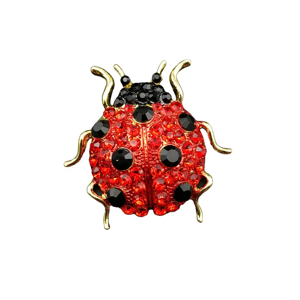 

Women's Red Crystal Rhinestone Ladybug Coccinella Beetle Brooch Pin