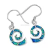 Blue Opal Spiral Wave Dangle Fish Hook Earrings Hawaiian Ocean Style (PES9-973)
