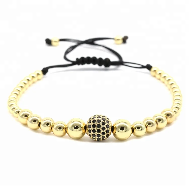 

New Design Zircon Pave Balls Men Jewelry Macrame Bracelet, Gold;silver;rose gold and black