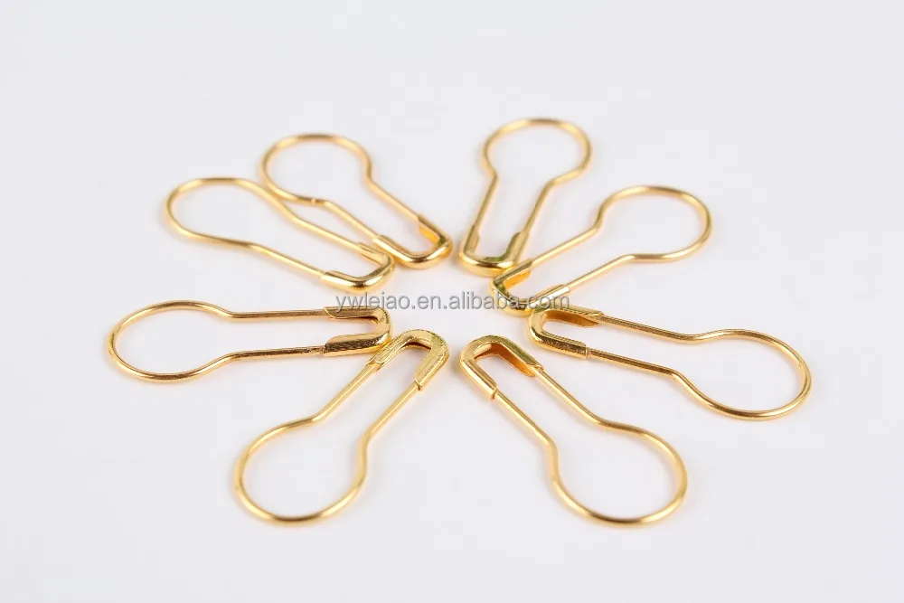 

1000 pcs Pear Shaped color copper metal safety pins brass safety pins length, Gold
