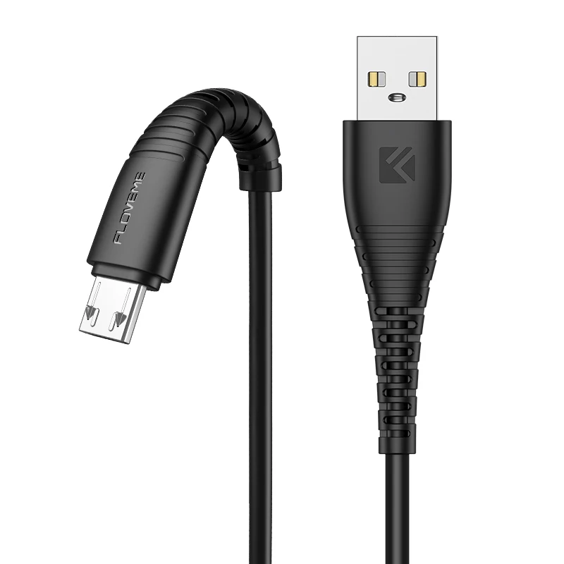 

FLOVEME Free Shipping 2.4A Anti-breaking Micro Fast Charging Cable Type-C USB Charger Phone 1M Data Line, Black/white