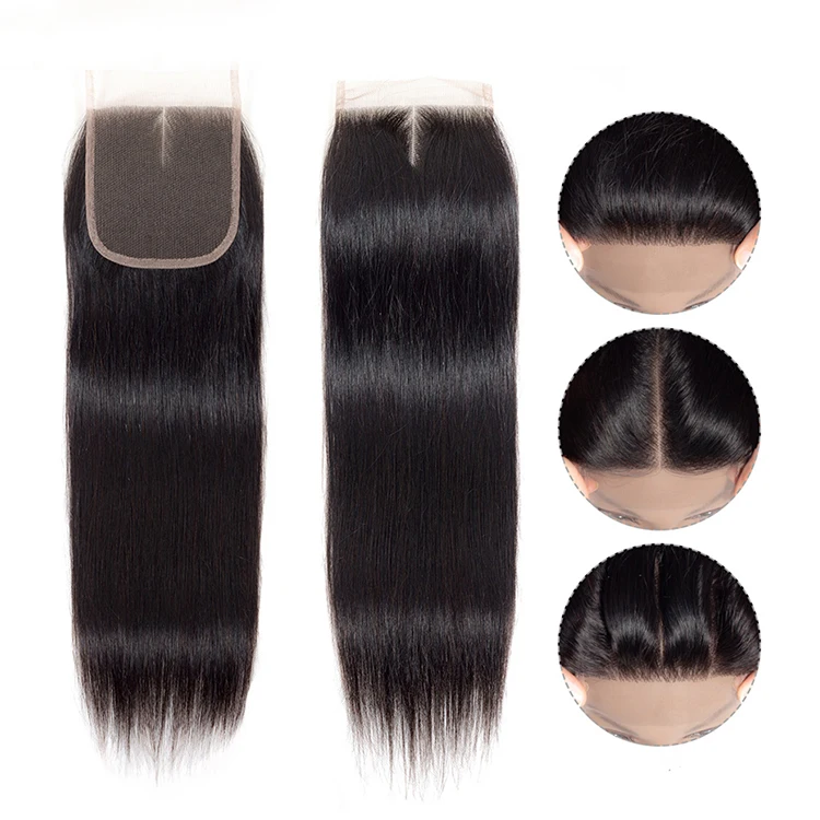 

Luxefame Hair Brazilian Straight Lace Closure Free/Middle/Three Part Natural Color 4x4 Swiss Lace Remy Hair Closure 8-22