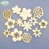 Die Cut Flower Wood Shapes Rose Flower Pieces DIY Wooden Craft Decorations