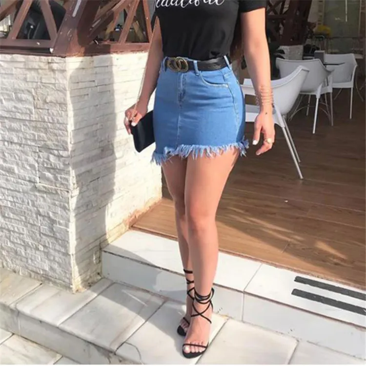 

Summer fashion mature women short skirt denim skirt with tassel decoration