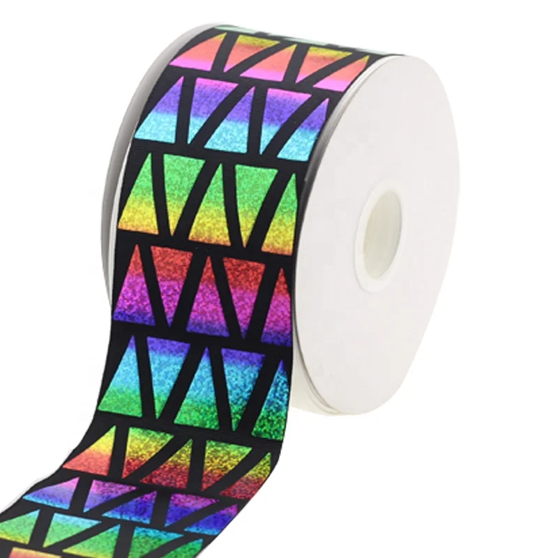 

75mm Holographic Grosgrain Ribbon Rainbow Foil Glitter Craft Ribbon, N/a