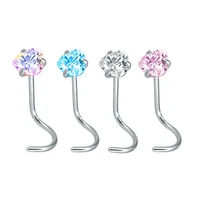 

Body piercing jewelry heart shaped multi colors stainless steel nose stud with zircon