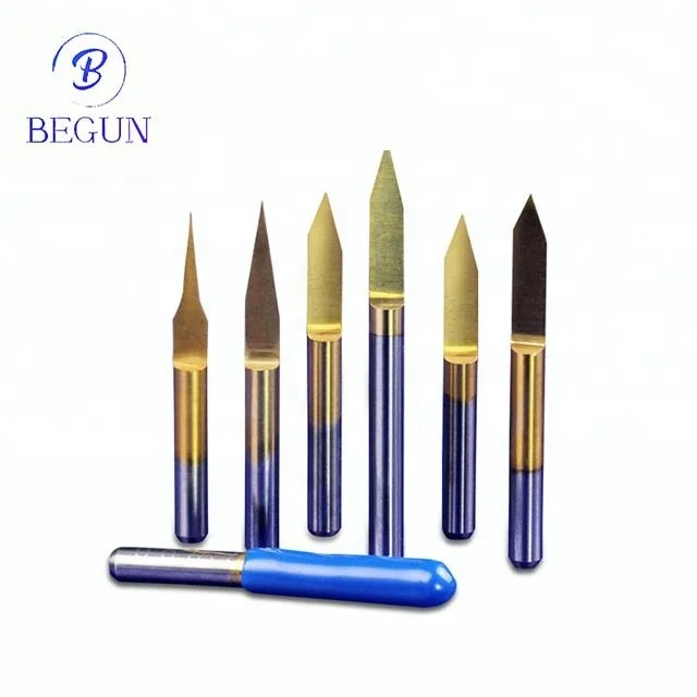 V Shape Carbide Engraving Tools Milling Cutters Flat Bottom Cutting