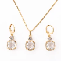 

Hengdian 2018 China Manufacturer Gold Plated Diamond Necklace And Earring Jewelry Set