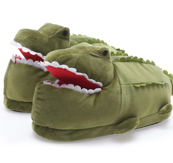 

Winter fashion cartoon cute plush slippers for both men and women in indoor warm non-slip cotton slippers, Green