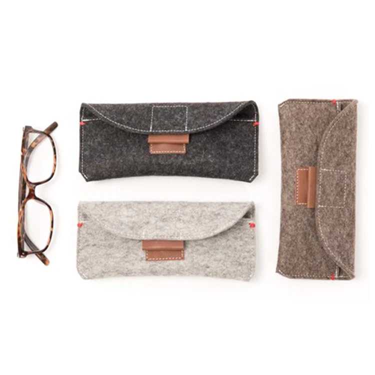 

China Wholesale High Class Custom Design Felt Glasses Case with Magnetic Button Closure, Red, gray, yellow or customized