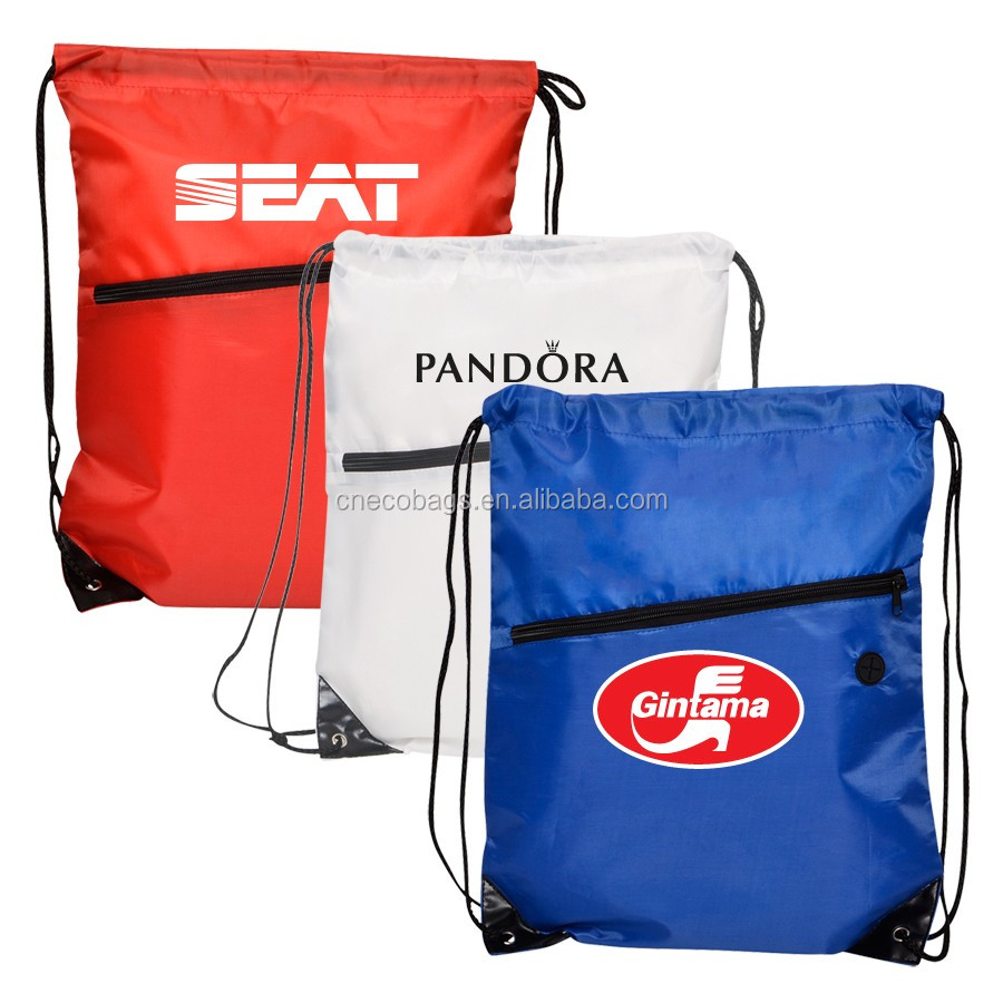 
Bespoke Nylon Drawstring gym zipper bag with custom logo 