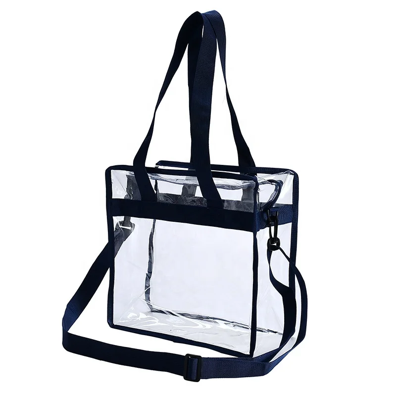 

Outdoor Transparent Pvc Tote Hand Bag With Long Handle And Shoulder Strap, Customized color
