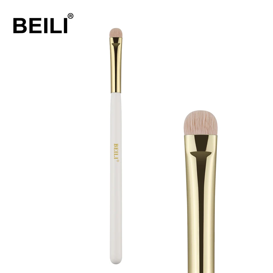 

BEILI Professional cosmetic brush tool white gold pink synthetic hair detailed shader single makeup brush private label WY26