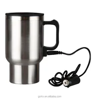 

16oz Electric Heated Travel Coffee Cup Mug Car 12V Adapter USB,Thermal Travel Cup Car Electric Thermos Bottle Heating mug