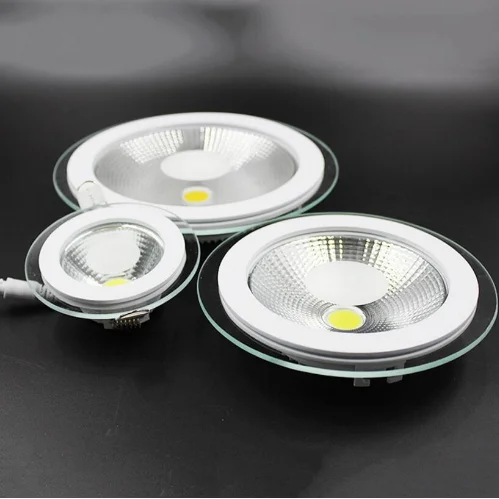 5W/10W/15W round style COB glass led panel light lamp for home