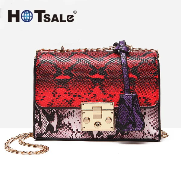 Latest Fashion Design Ladies Artificial snake leather Hand Bag