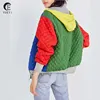 Bright Color Block quilted hoodie jacket