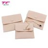 Customized Mini Gift Bag Luxury Jewelry Suede Velour Velvet Button Flap Snap Closure Jewelry Bag Pouch
