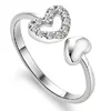 Trendy Romantic Jewelry High Quality Silver Ring With Crystal Wholesale Price and Small Quantity Order Fashion Lady Heart Ring