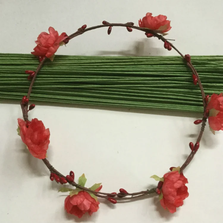 Paper Covered Floral Wire Stems Flower Making Wire Artificial Flower
