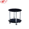 2019 Hot sale Rustic Glass Cheap Round Coffee Table Side Table with Wheel