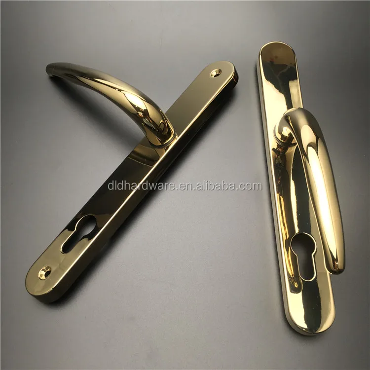 Pvd Gold European Upvc Door Handle Lever On Plate Center Size 92mm