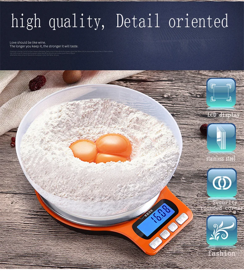 Small mini 3kg 0.1g Multifunction Precise digital kitchen Cooking Scale and Baking scale with tare function