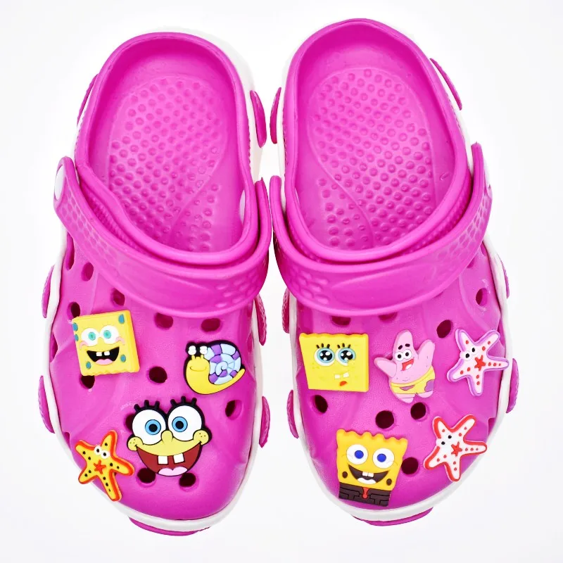 

XH-16 Stock Sponge Bob Design PVC Rubber Shoe Charms Buckles Accessories Decorations For Clog Shoes, As picture