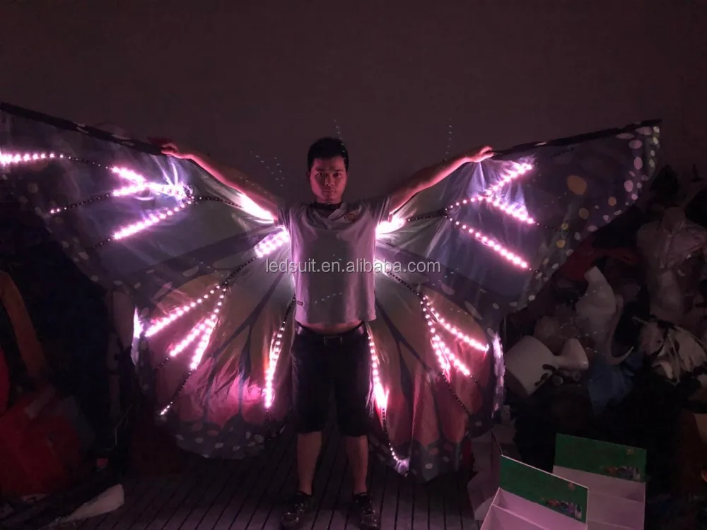 Fashion Belly Dance Props 360 Degrees Led Flash Lighting Wings Opening