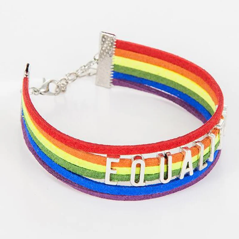

Jewelry gay bracelet Valentine's Day LGBT rainbow bracelet rope knitted equality bracelet, Mixed & custom colors